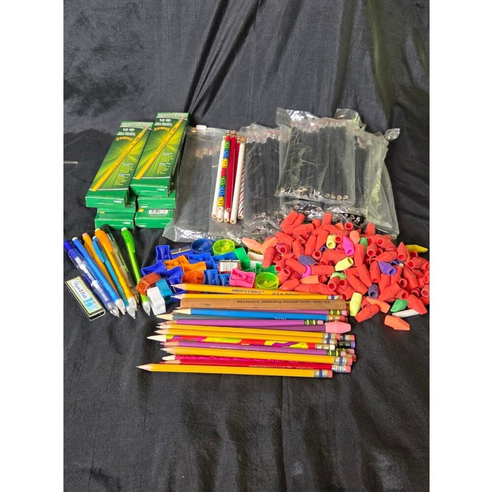 Large Lot of Pencils Erasers Sharpners